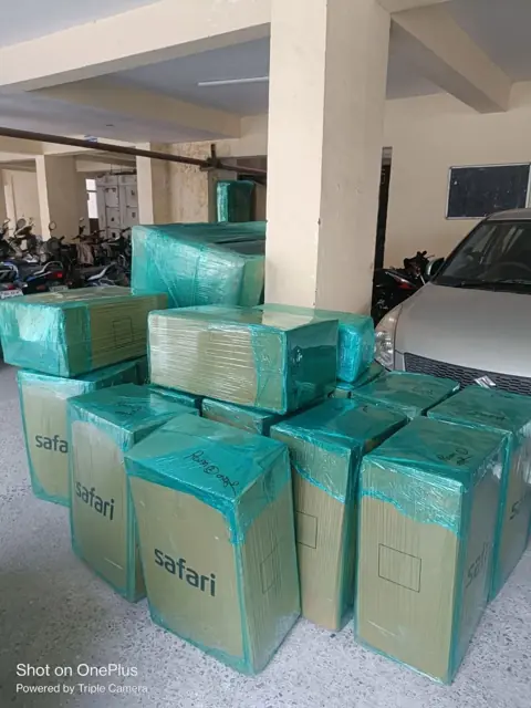 Appliances packed in branded cartons for relocation