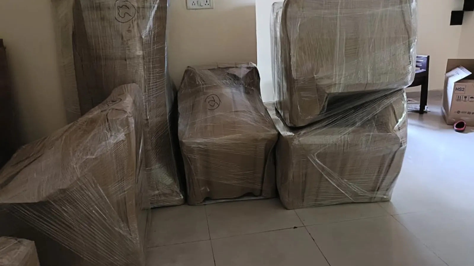Household items packed for relocation from Gurgaon